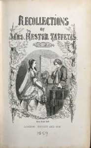 Title of "Recollections of Mrs. Hester Taffetas", 1859