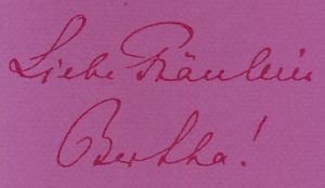 Anrede der Putzmacherin Bertha Goldwag
