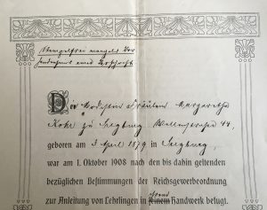Erlaubnis zur Lehrlingsausbildung gemäß Reichsgewerbeordnung - Detail