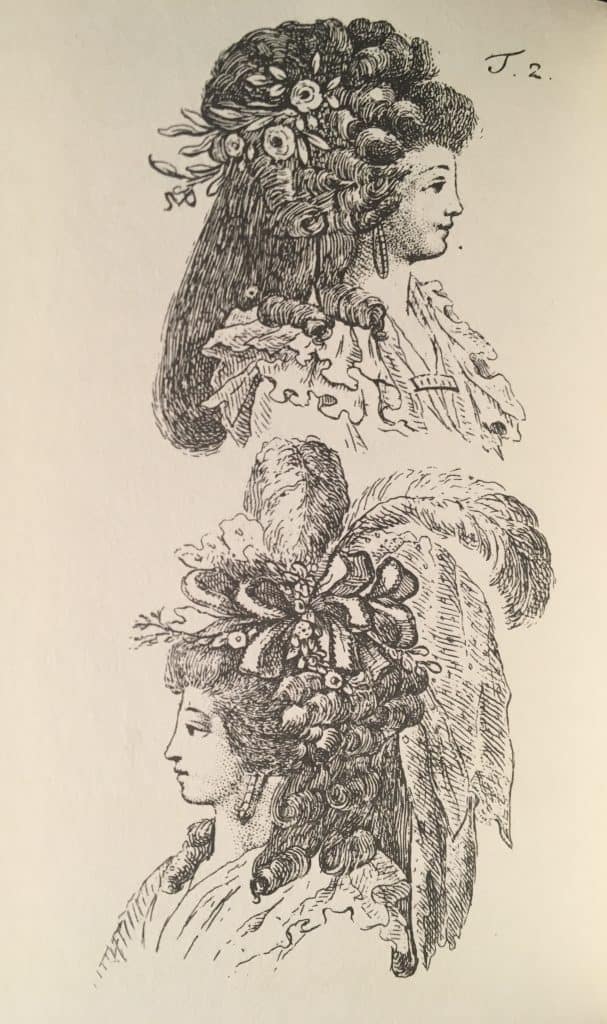 Kopfputz der vier weiblichen Alter, aus Pandora 1788, Tafel 2: Mädchen oder Jungfrau