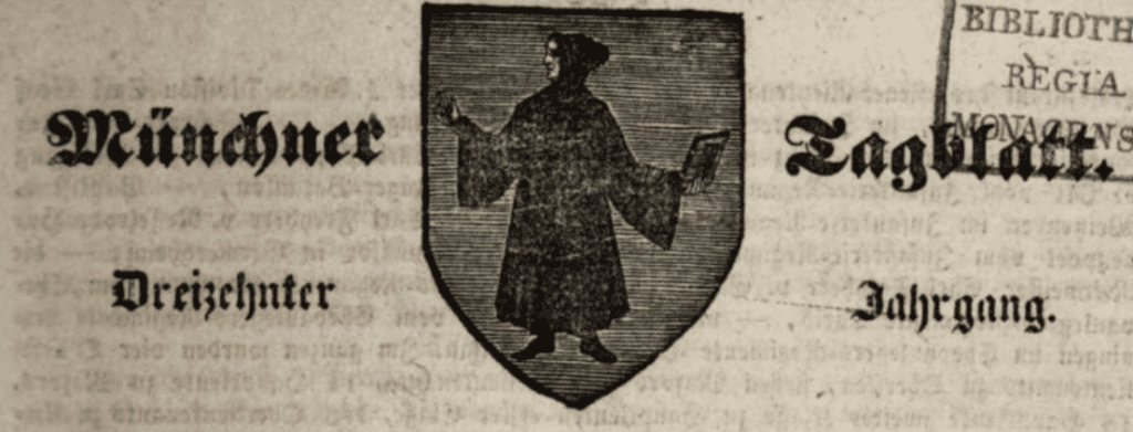 Titelzeile vom Muenchner Tagblatt 1839