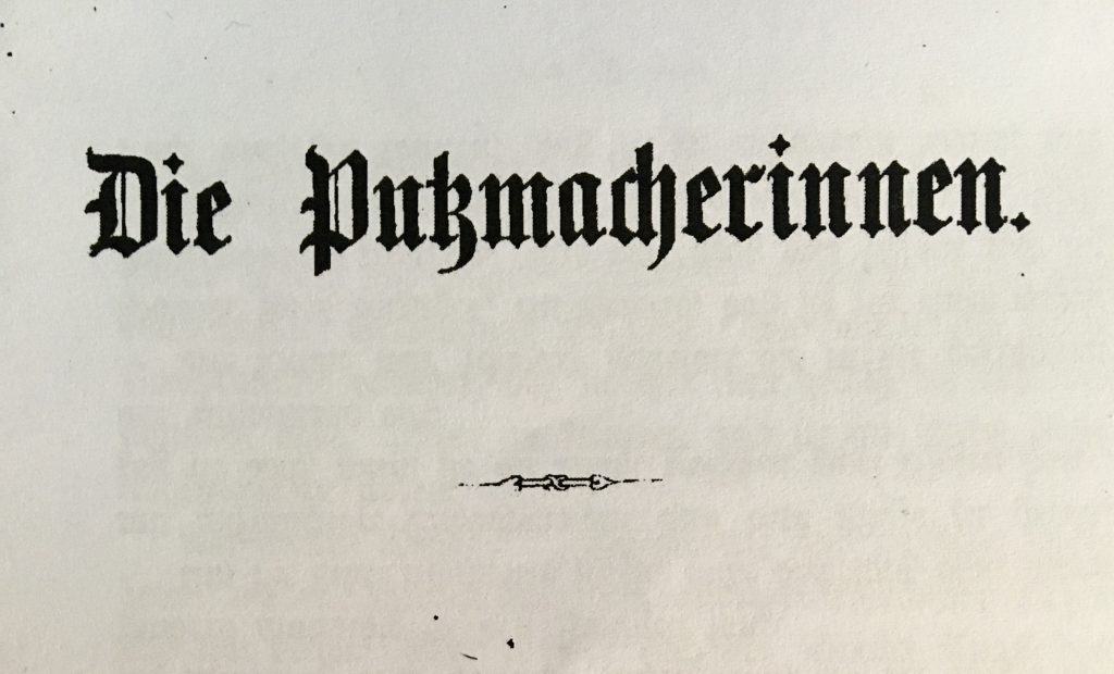 Titel von Die Putzmacherinnen von Max von Schlägel 1871