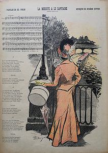 Notenblatt und Illustration von "La Modiste et le Capitaine", erschienen 1900 in Gil Blas Illustré
