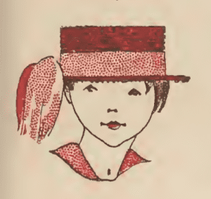 Illustration eines Kindes mit Hut aus dem Artikel "Mlle Adamine, Modiste" von Maggie Salcedo 1913