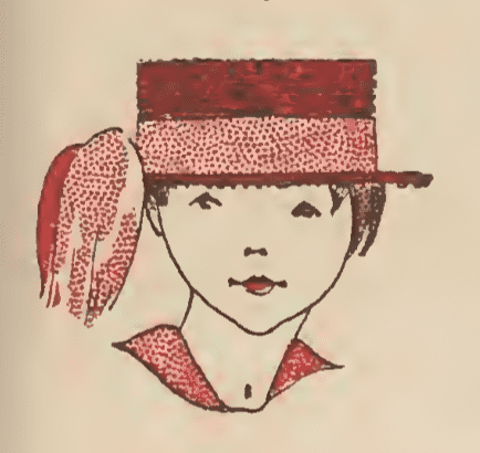 Illustration eines Kindes mit Hut aus dem Artikel "Mlle Adamine, Modiste" von Maggie Salcedo 1913