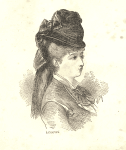 Hutmodell eines Chapeau Rond aus schwarzem englischen Stroh aus dem Sommer-Katalog der Grands Magasins du Louvre 1876