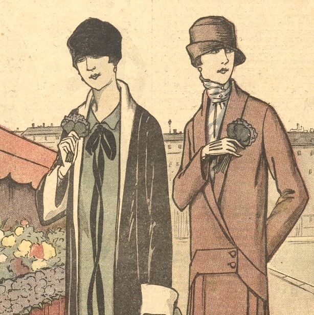 Detail mit Marktsbesuch aus der Zeitschrift "Le petit Écho de la Mode" vom 14.03.1926