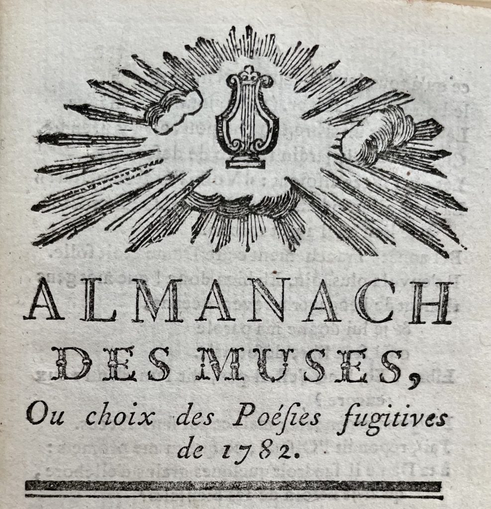 Titelvignette des "Almanach des Muses, ou choix des Poésies fugitives de 1782", erschienen in Paris im Jahr 1783