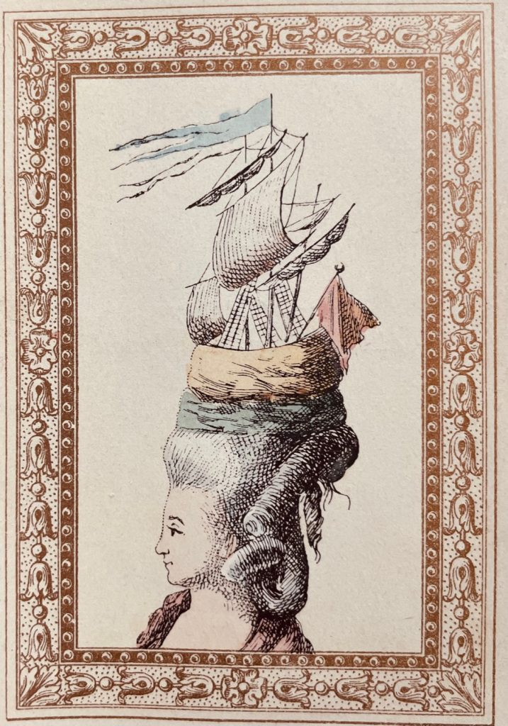 Coiffure dit à la Belle Poule, eine Frisur aus der Zeit Louis XVI, abgebildet bei Octave Uzanne 1895