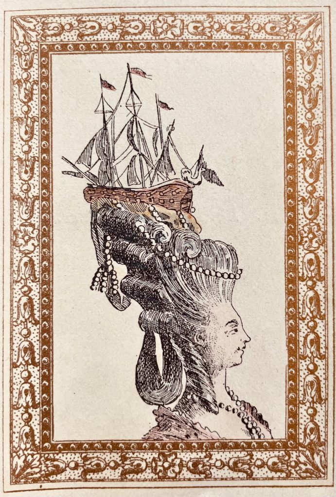 Coiffure dite la Frégate la Junon, eine Frisur aus der Zeit Louis XVI, abgebildet bei Octave Uzanne 1895