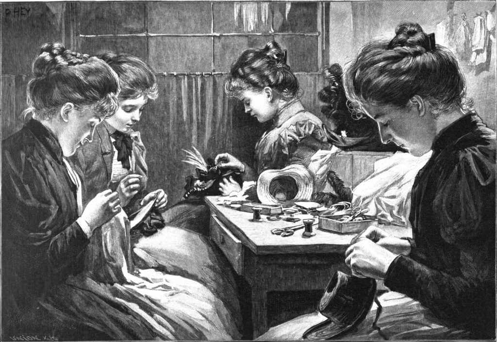 Holzstich nach einer Zeichnung von Paul Hey: "Im Wettstreit", erschienen in der Gartenlaube 1898