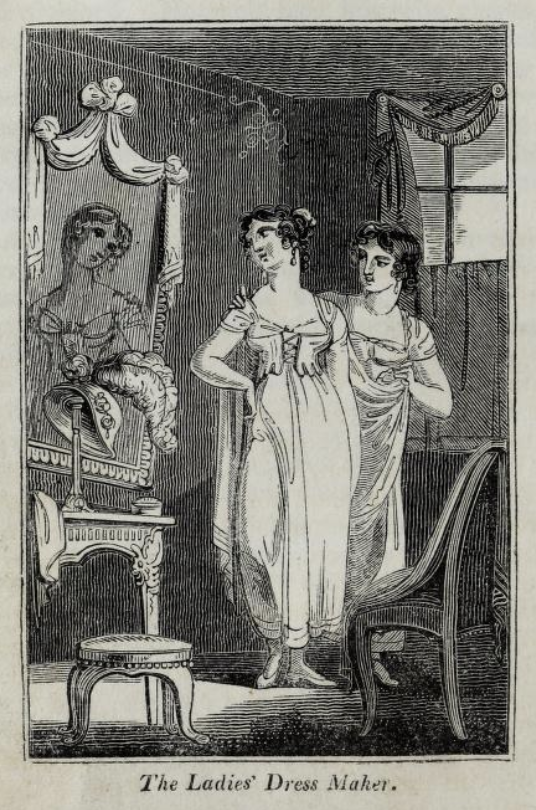 Abbildung "The Ladies' Dress Maker" aus "The Book of English Trades" 1821