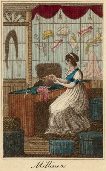 Abbildung "Milliner" aus "The Book of Trades" 1804