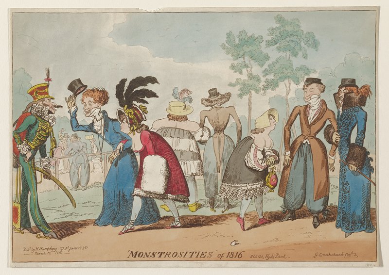 Monstrosities of 1816, Satirischer Kupferstich von George Cruikshank aus dem Jahr 1816