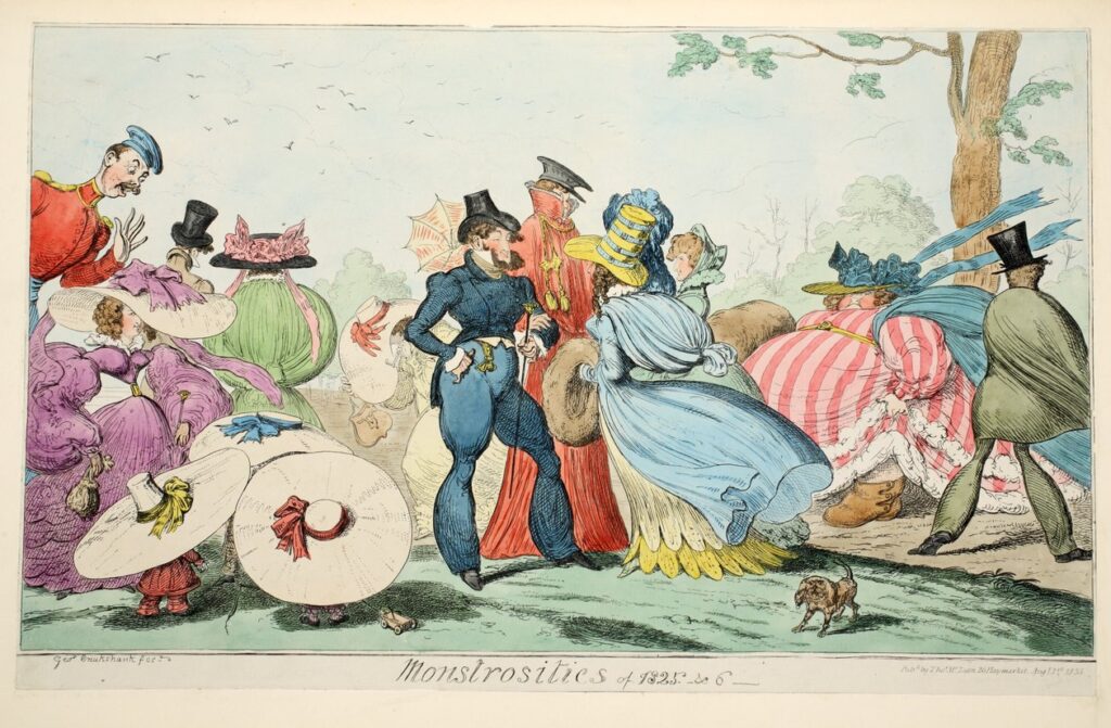 Monstrosities of 1825 & 26, Satirischer Kupferstich von George Cruikshank aus dem Jahr 1826
