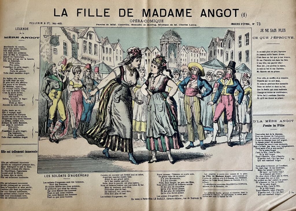 La Fille de Madame Angot. Stück für Papiertheater, aus der Serie Imagerie d'Épinal No. 73